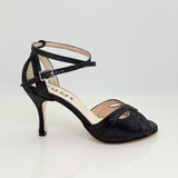 Blanca art. 176 Pelle Viperina Nera Glitterato Mireya Nero Elegante e Fine Tacco Spillo 8HS | Nicole Rimini