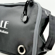 Dettaglio zip resistente e manico Borsa Porta Scarpe Nicole Rimini, chiusura ermetica sicura per custodia scarpe da ballo tango milonga liscio folk romagnolo danze latino americane, tessuto tecnico artigianale
