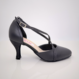 Camila art. 159 Pelle Nera Glitter Nero Tacco 7HR | Nicole Rimini | Scarpa Ballo Liscio Folk Donna Suola Bufala Made in Italy