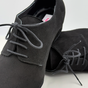 Suola spezzata in bufala Carlos art. 303 Nicole Rimini — morbida scamosciata aderenza pavimenti interni ultra leggera flessibile — scarpe ballo uomo liscio folk romagnolo camoscio nero made in Italy artigianale