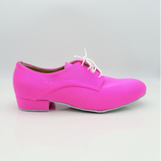 Carlos art. 303 scarpa uomo tessuto lycra fucsia lacci cotone 2CAL punta chiusa F5P2 tacco 2,5HU suola bufala artigianale made in Italy Nicole Rimini Armoniosa Atelier Creativo edizione limitata
