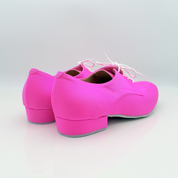 Carlos art. 303 Nicole Rimini scarpa uomo lycra fucsia lacci cotone non cerati punta chiusa scrollo quadrato F5P2 tacco 2,5 cm suola bufala memory gel artigianale italiana
