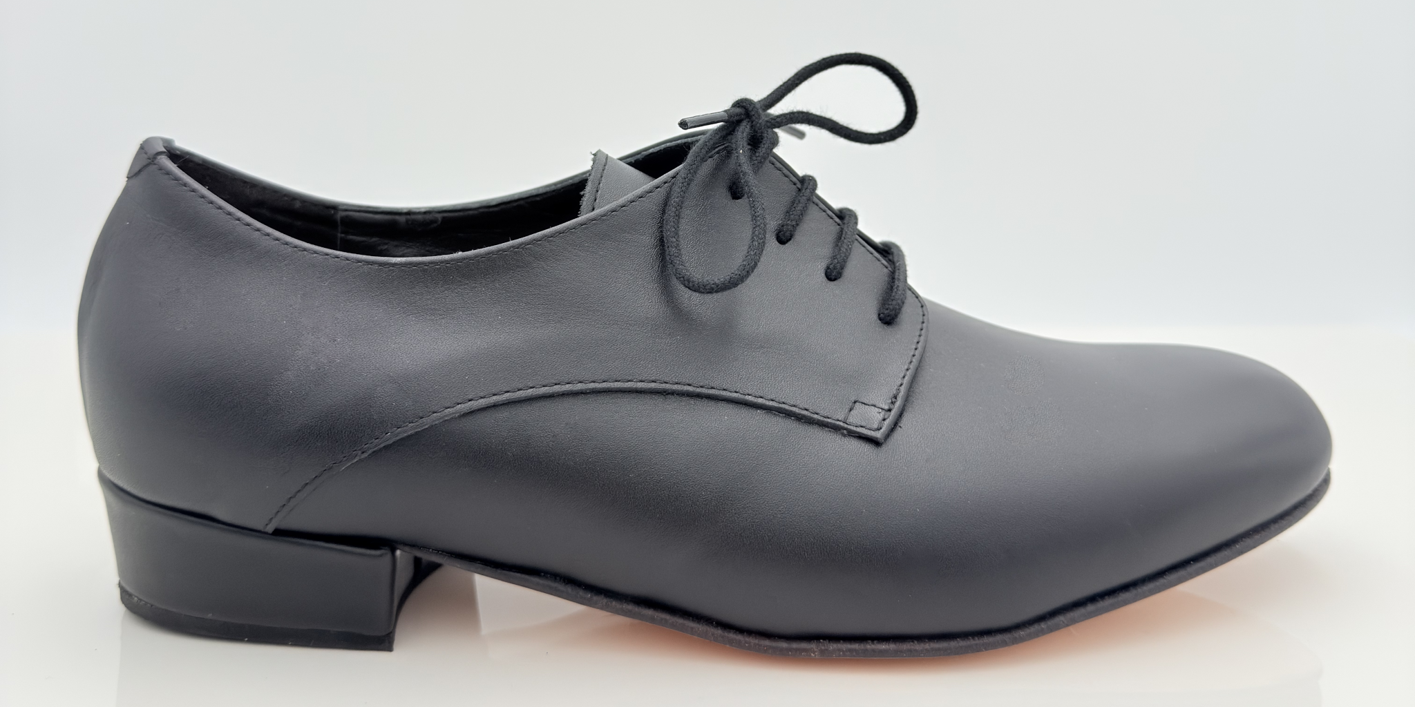 Carlos art. 303C Nicole Rimini scarpe da ballo liscio folk uomo vera pelle nera punta chiusa scrollo quadrato F5P2 lacci cotone non cerati 2CAL tacco standard 2,5HSU vista frontale
