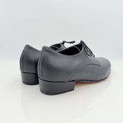 Carlos art. 303C Nicole Rimini scarpe ballo uomo pelle nera laterale tacco basso 2,5HSU suola cuoio pomiciato punta chiusa liscio folk romagnolo made in Italy
