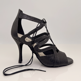 Carolina art.234G Tessuto Glitter Fine Nero Tacco Spillo 9HS Kizomba | Nicole Rimini