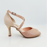 Chiara 113 - Tessuto Scamosciato Beige e Glitterato Mireya Cipria