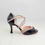 Chloe art. 225 Pelle Laminata Nera Microglitter Rosa Antico Cinturino 2CAI Tacco Rocchetto 8HR Punta Aperta F1P5 Suola Cuoio |Armoniosa Atelier Creativo - Personalizzate limit edition