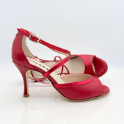 Dany art. 172 Nicole Rimini vista posteriore tacco spillo 8HS tallone dettaglio ripreso tomaia pelle rossa laminata scarpa donna made in Italy
