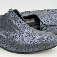 Suola in bufala Elias art. 300 Nicole Rimini — morbida e scamosciata aderenza pavimenti interni scarpe tango uomo camoscio moscato blu tacco basso 2,5HSU made in Italy
