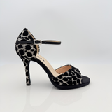 Emily art.130/B Tessuto Glitterato Jaguar Bronzo Raso Nero Plateau 1cm Tacco Spillo 10HS | Nicole Rimini