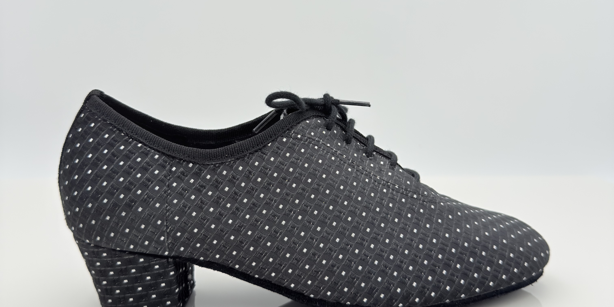 Eva art. 312 tessuto Celebrity nero argento bicolore scarpa da ballo allenamento pratica lacci cotone non cerati mod 2cal tacco latino 4 cm suola bufala memory gel vera pelle made in italy Nicole Rimini
