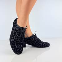 Interno Eva art. 312 Nicole Rimini soletta memory gel antishock antibatterico fodera vera pelle sottopiede antiscivolo vera pelle scarpa da ballo tessuto Jaguar nero allenamento pratica ultra flessibile pantofola da ballo
