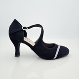 Francy art. 226 Camoscio Nero e Glitter Argento Tacco Rocchetto 7HR Mod. 1CAI | Nicole Rimini