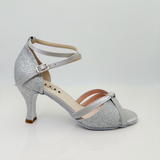 Frencis art. 119 Glitter e Raso Argento Tacco Rocchetto 7HR Liscio Folk | Nicole Rimini
