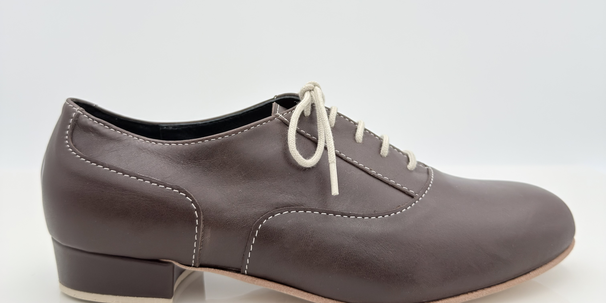 C Nicole Rimini scarpa swing uomo pelle testa di moro lacci cotone 2CAL tacco standard 2,5HSU punta chiusa F5P2 cuciture bianche contrasto — vista frontale
