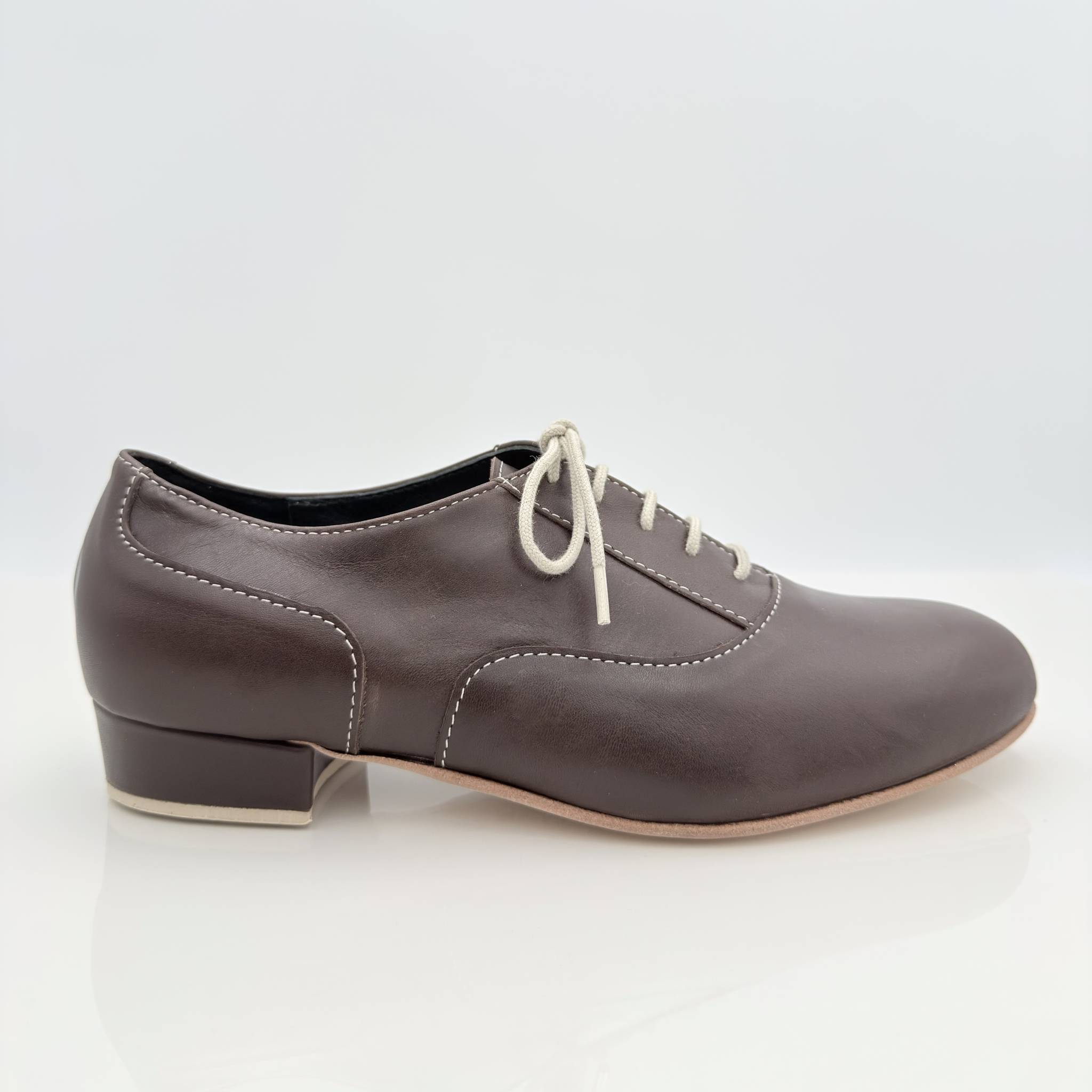 Gabriel art. 316/C Nicole Rimini scarpa swing uomo pelle testa di moro lacci cotone 2CAL tacco standard 2,5HSU punta chiusa F5P2 cuciture bianche contrasto — vista frontale
