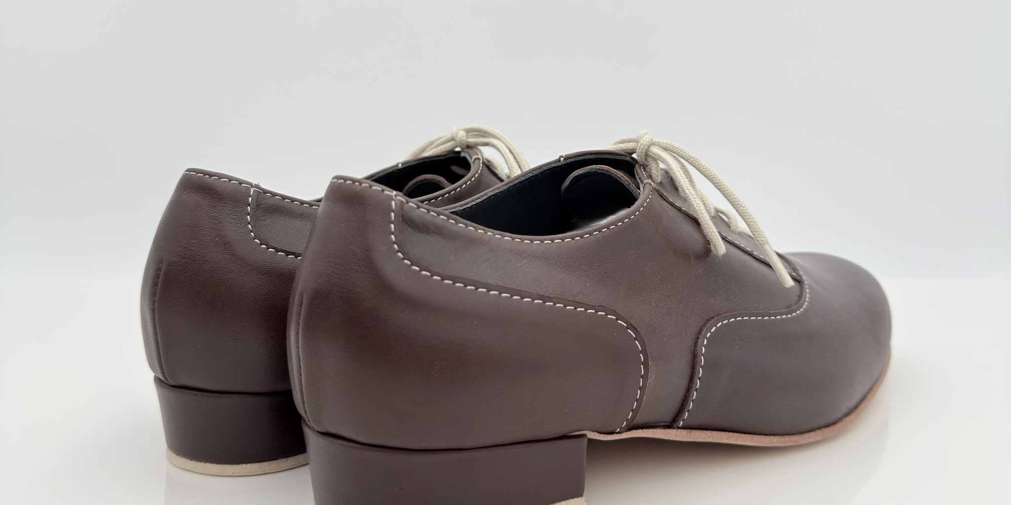 C Nicole Rimini scarpa ballo swing uomo pelle testa di moro tacco basso 2,5HSU suola cuoio cuciture contrasto made in Italy — vista laterale
