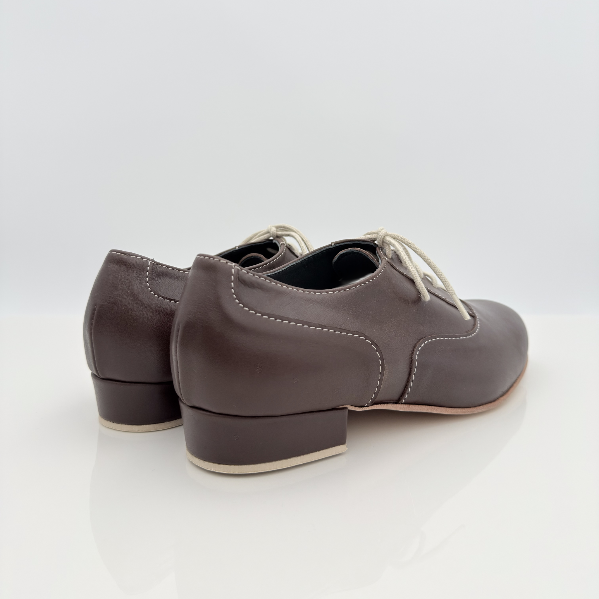 Gabriel art. 316/C Nicole Rimini scarpa ballo swing uomo pelle testa di moro tacco basso 2,5HSU suola cuoio cuciture contrasto made in Italy — vista laterale
