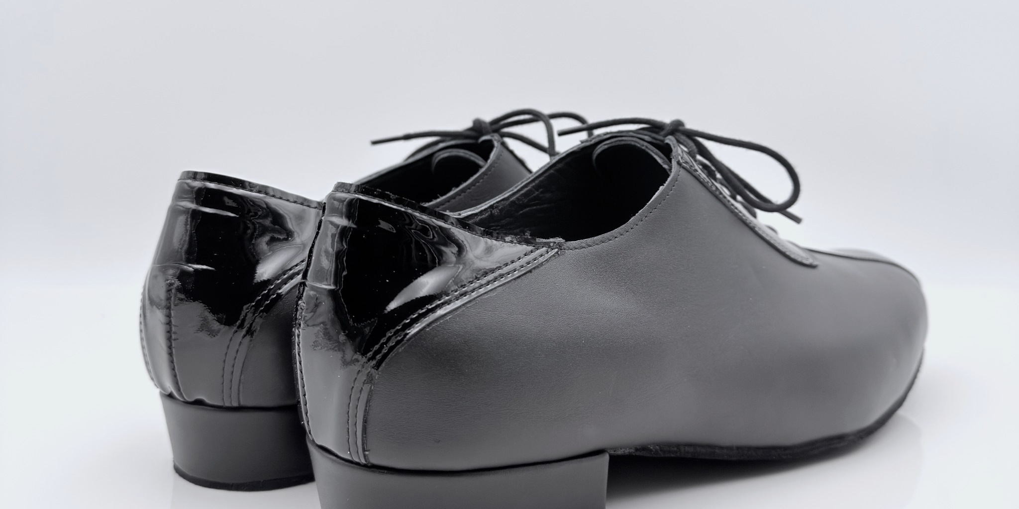 George art. 315 Nicole Rimini scarpa da ballo uomo laterale pelle nera verniciata tacco standard uomo 2,5HSU lacci in cotone non cerati punta chiusa scrollo quadrato F5P2 liscio folk uomo