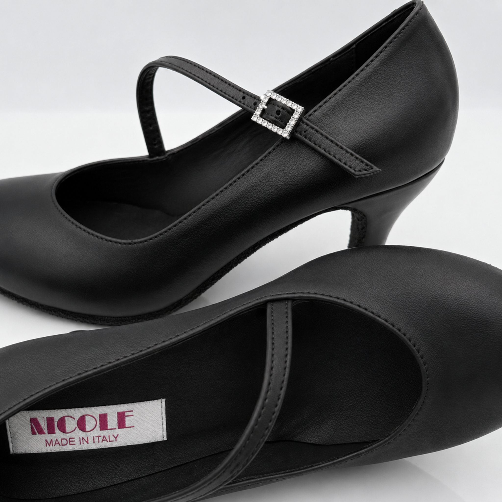 Suola in bufala spazzolata Grace Art. 216P tacco rocchetto 7HR punta chiusa F5P2 danze standard pavimenti al chiuso Nicole Rimini made in Italy
