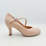 Grace Art. 216P - Danze Standard - Tacco Rocchetto 7HR - Vera Pelle Rosa Cipria - Cinturino Diagonale 1CAD | Nicole Scarpe da ballo
