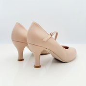 Nicole Grace 216P scarpe da ballo standard vera pelle rosa cipria vista posteriore tacco rocchetto 7HR baricentro centrale postura elegante valzer tango inglese quickstep slow foxtrot made in Italy

