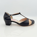 Joey art. 414 Pelle Nera e Avorio Bicolore Tacco Quadrato 3,5HQ Mod. 2CAB F5P4 | Nicole Rimini