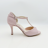 Lidia art. 184 Tessuto Sutra Rosa Chiaro Cinturino 2CAB Tacco Spillo 8HS Punta Aperta F1P2 Tomaia T-bar | Armoniosa Atelier Creativo - Personalizzate limit edition