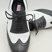 Paul art. 304 Nicole Rimini suola in cuoio lavorata per ballo swing uomo scivolamento controllato flessibilità | scarpe lindy hop rock and roll boogie woogie made in Italy pelle vera bicolore
