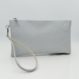 Nicole Pochette Microglitter Argento con Zip e Braccialetto | Accessori Cerimonia Made in Italy