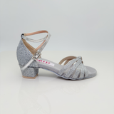 Sole art. 401G Tessuto Glitter Argento Cinturino 2CAI Tacco Rocchetto 3,5HQ Bambina